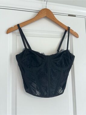 Black Lace Bustier Crop Top - Women Intimates & Sleepwear